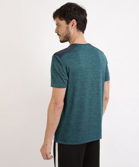camiseta masculina esportiva com recorte - petroleo