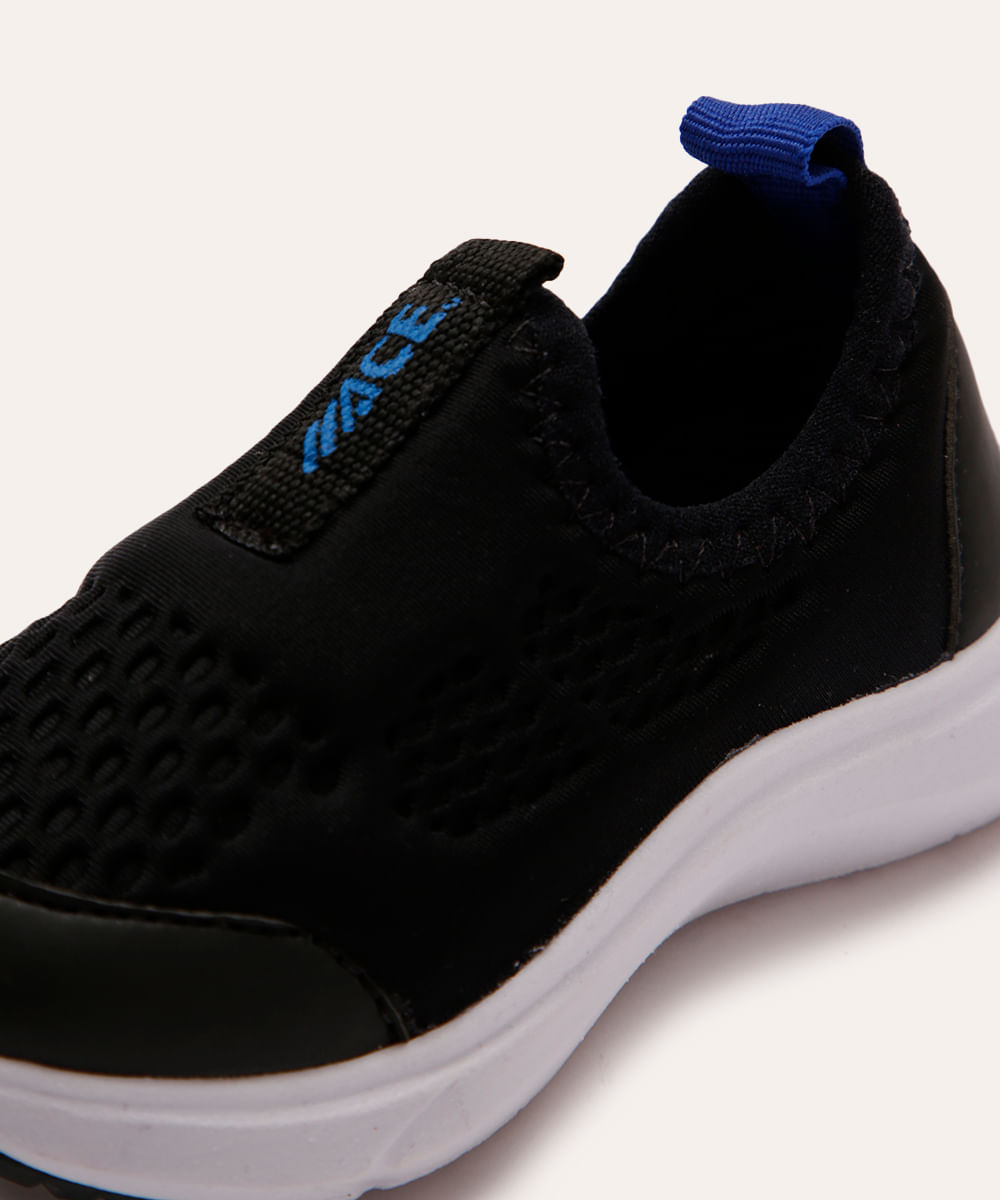 tênis esportivo infantil calce fácil ace preto