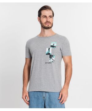 Camiseta Masculina Meia Malha Estampada Ultimato Cinza