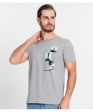 Camiseta Masculina Meia Malha Estampada Ultimato Cinza