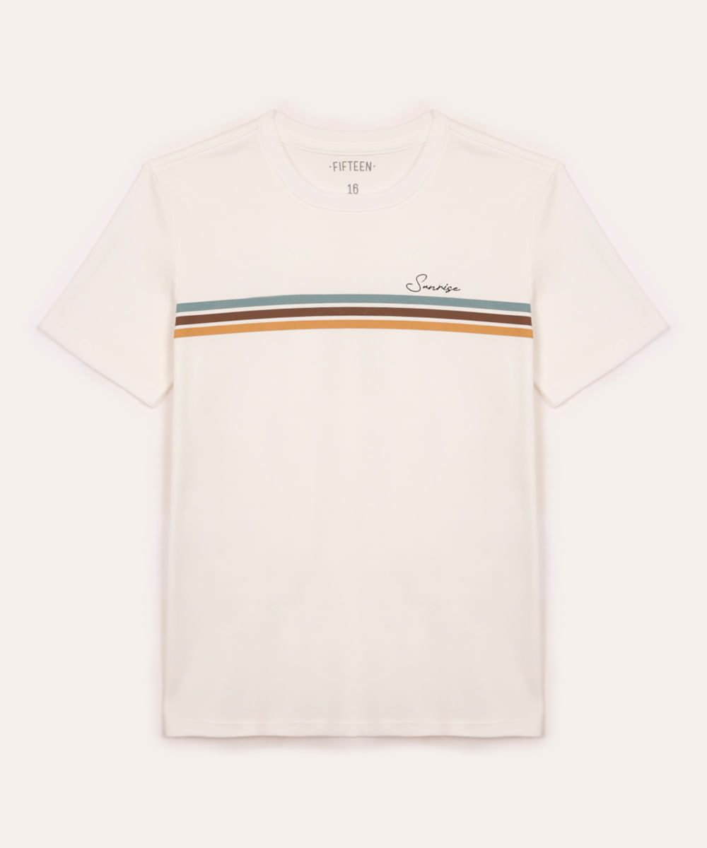 camiseta de algodão juvenil manga curta sunrise off white