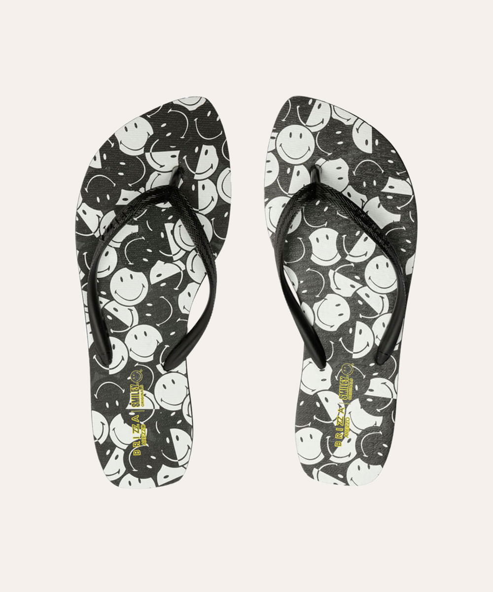 chinelo slim flash brizza smiley preto