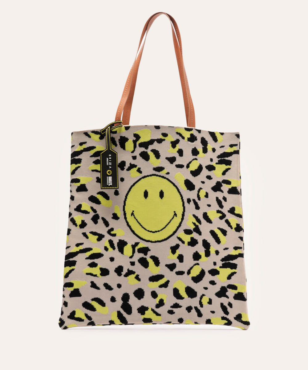 bolsa shopper smiley animal print brizza arezzo colorida