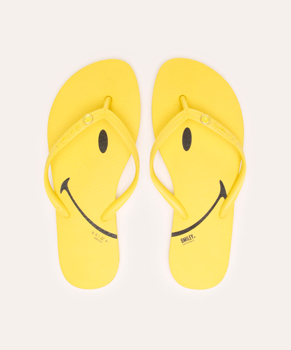 chinelo slim essential brizza arezzo smiley amarelo