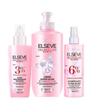 Elseve Glycolic Gloss Kit - Creme Super Gloss + Sérum + Tratamento Acidificante