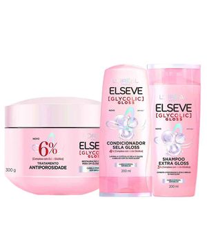 Elseve Glycolic Gloss Kit - Shampoo + Condicionador + Creme de Tratamento