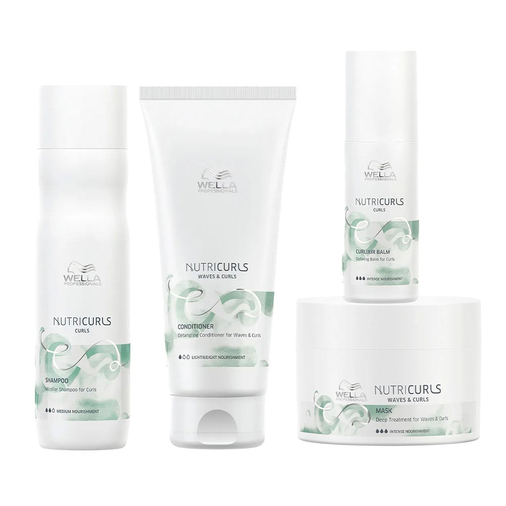 Wella Professionals NutriCurls Kit – Shampoo + Condicionador + Máscara + Leave-In