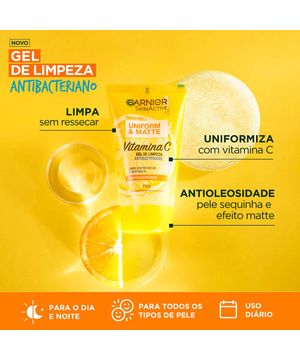 Garnier Skin + Maybelline Kit – Gel de Limpeza Facial Uniform & Matte Vitamina C + Máscara de Cílios Lash Sensational Sky High