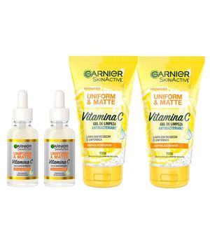 Garnier Antimarcas Vitamica C Kit - 2x Gel de Limpeza Facial + 2x Sérum Facial Antimarcas