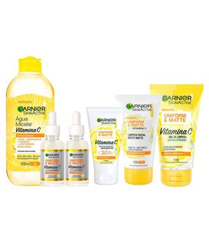 Garnier Rotina Completa Kit - Creme de Limpeza + Água Micelar + 2 Séruns Faciais + Protetor Solar + Gel de Limpeza