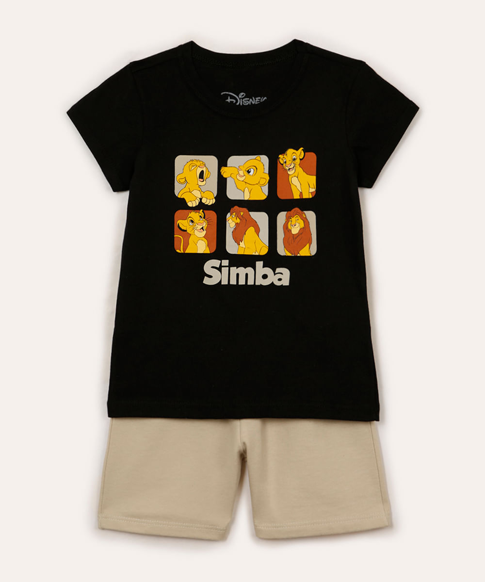 conjunto infantil curto simba preto