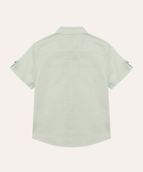 camisa de algodão infantil manga curta com bolso verde