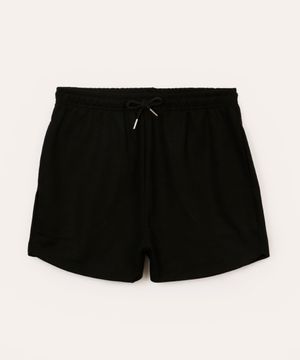 short de moletom juvenil cós com elástico e bolsos preto