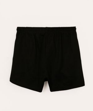 short de moletom juvenil cós com elástico e bolsos preto