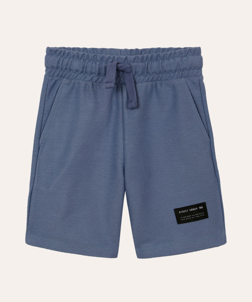 bermuda infantil texturizada com bolso azul