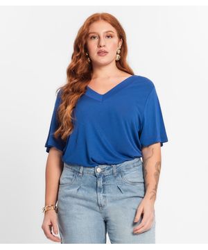 Blusa Feminina Plus Size Secret Glam Azul