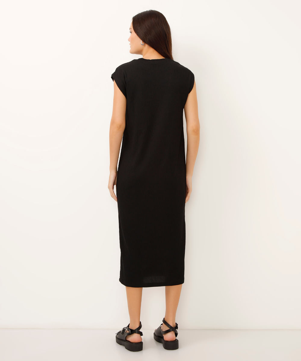 vestido midi muscle tee texturizado preto