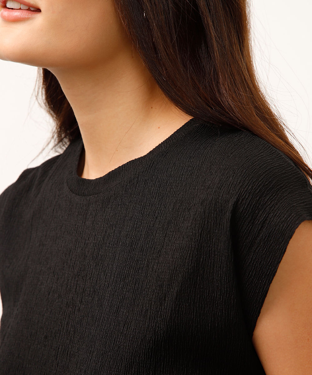 vestido midi muscle tee texturizado preto