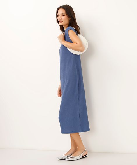vestido midi muscle tee texturizado azul