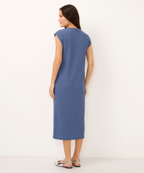 vestido midi muscle tee texturizado azul