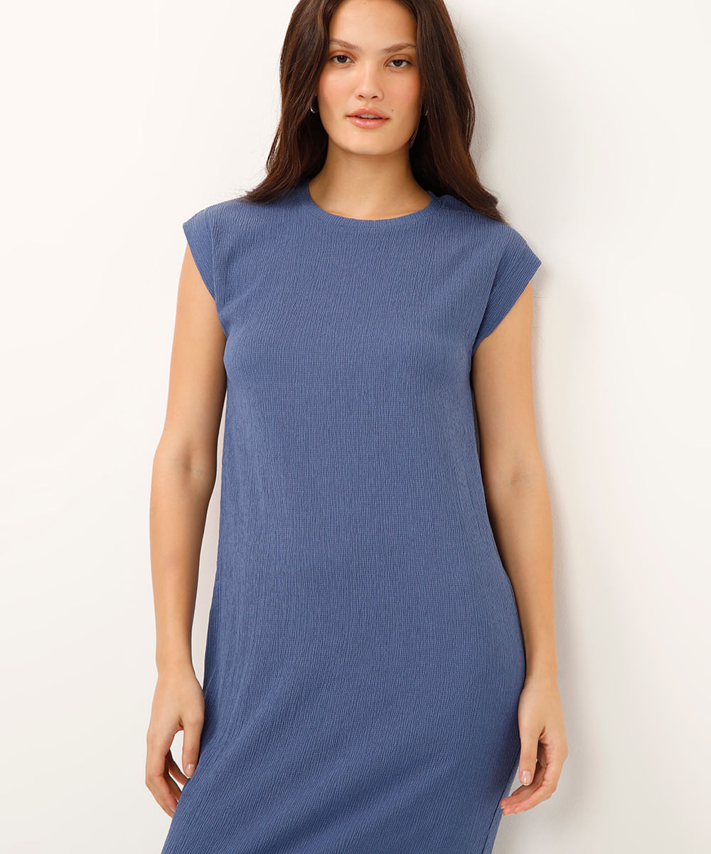vestido midi muscle tee texturizado azul