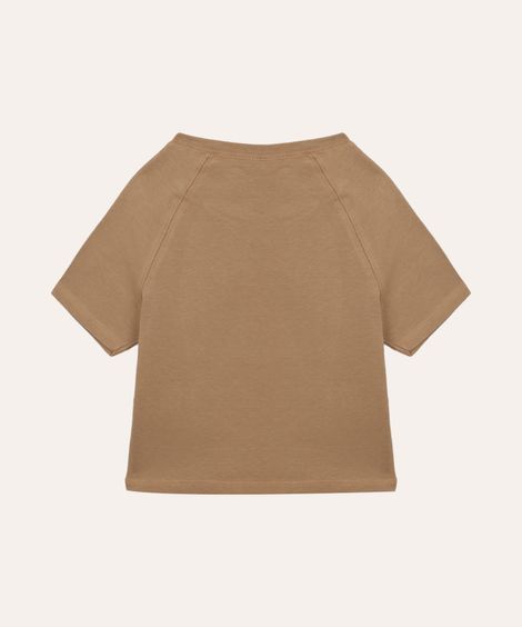 cropped de algodão juvenil manga raglan bege