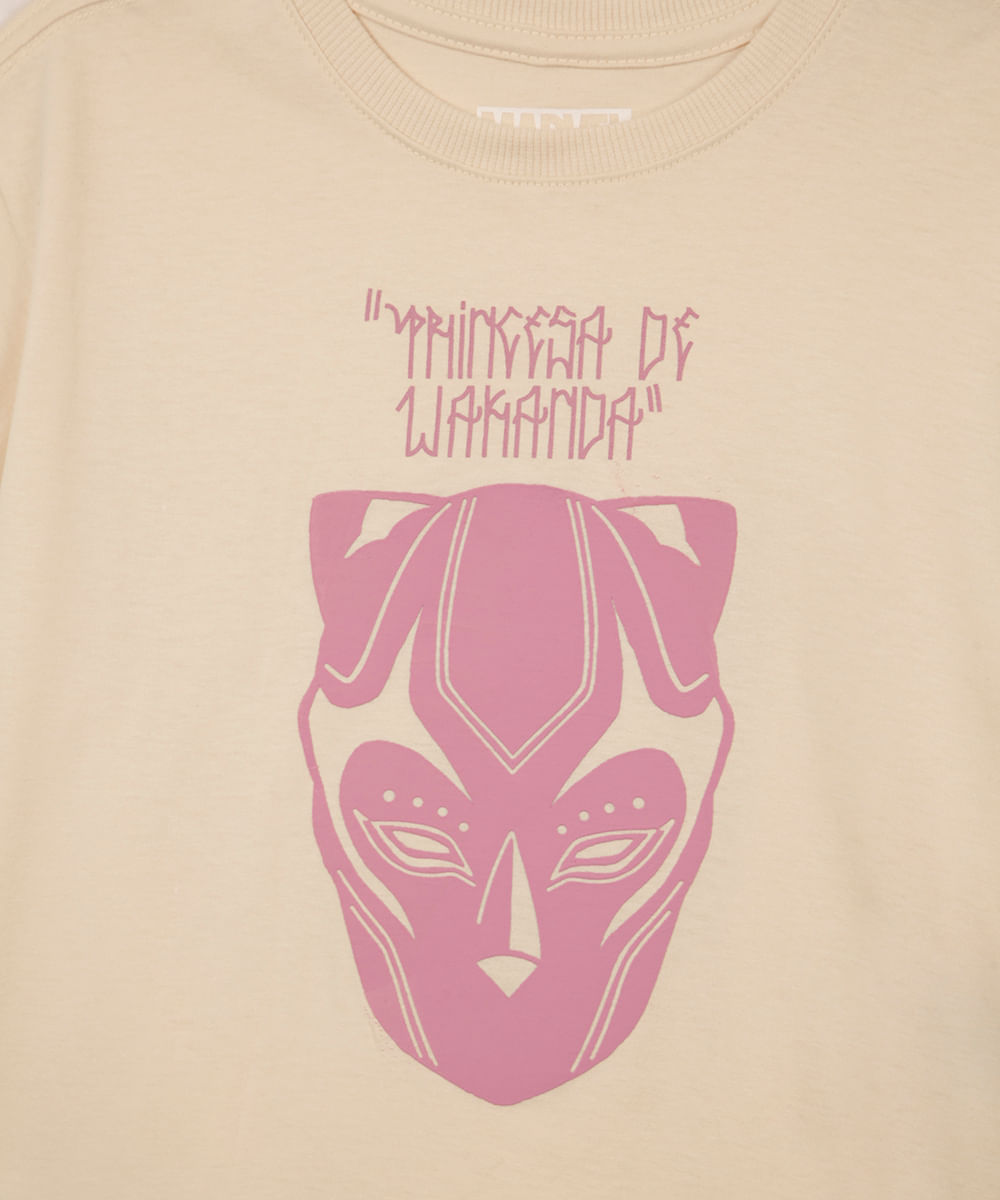 camiseta de algodão infantil pantera negra o poder é nosso bege
