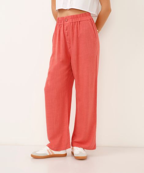 calça clochard com linho rosa