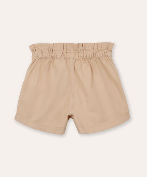 short chochard de sarja infantil com bolsos bege