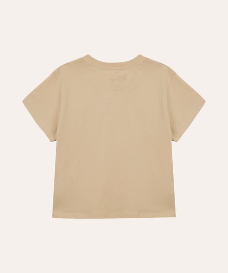 cropped de algodão juvenil manga curta stitch bege