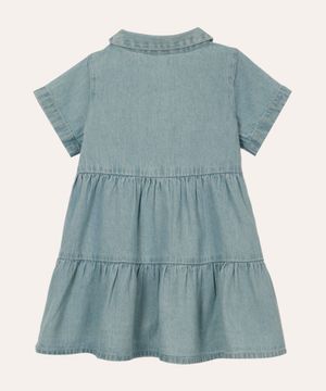 vestido midi jeans infantil manga curta azul