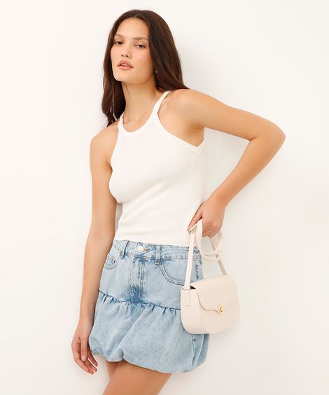 regata de tricot halterneck canelada off white