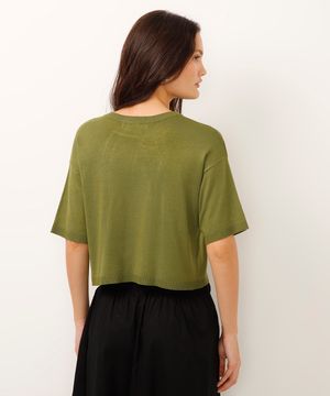 blusa de tricot manga curta verde