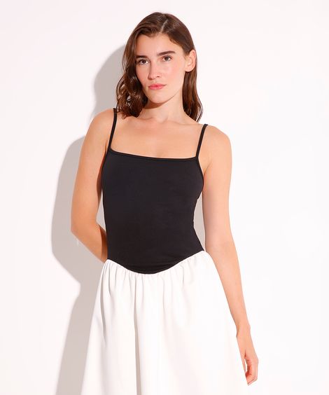 vestido curto alça fina bicolor mindset