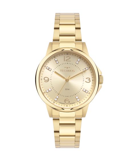 relógio technos 2036mssk1d analógico dourado