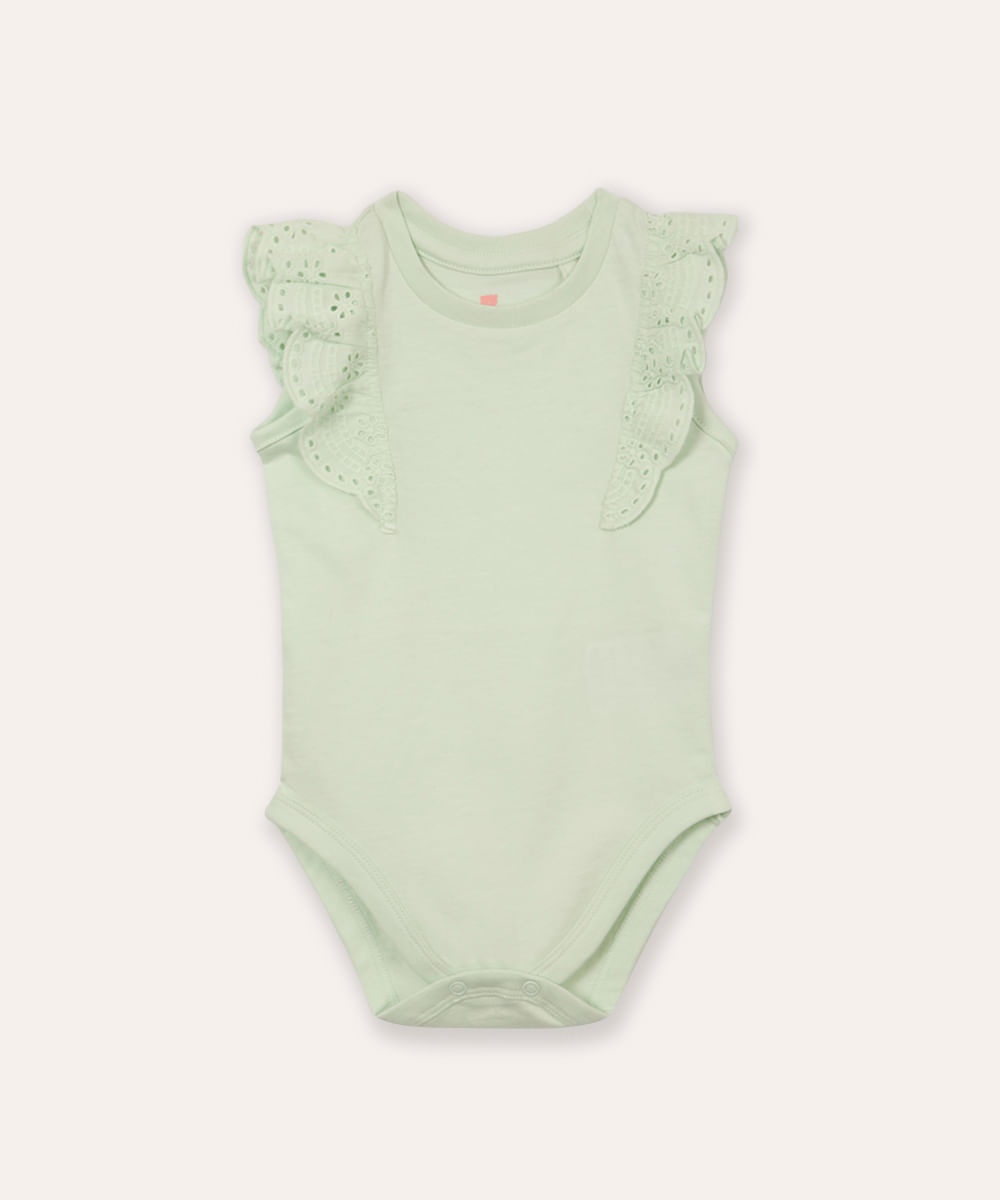 body de algodão infantil com babado verde