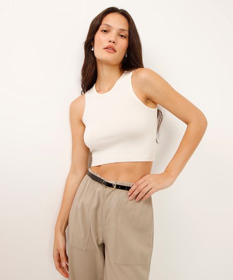 regata cropped de tricot halterneck off white