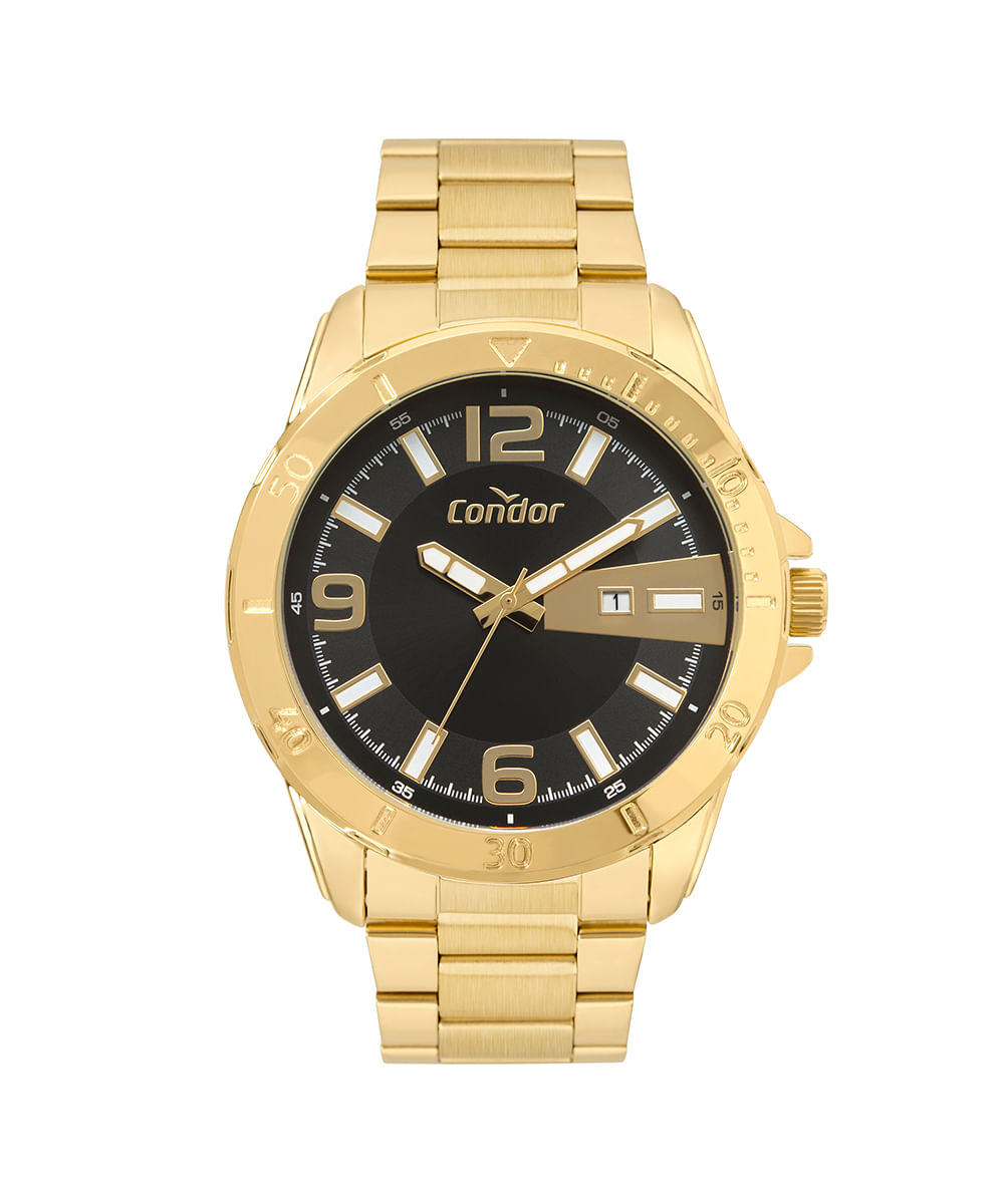 relógio condor copc32bzk4p analógico dourado