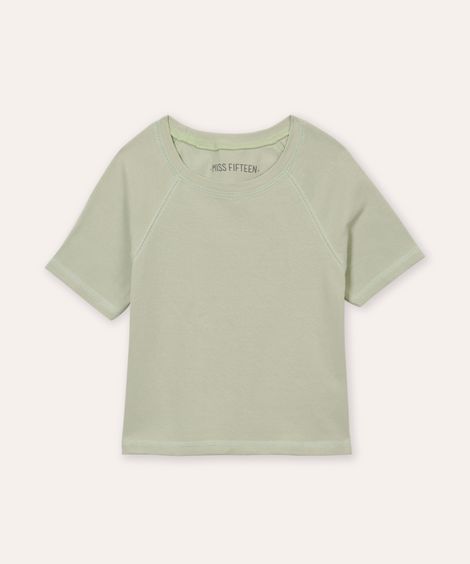 cropped de algodão juvenil manga raglan verde