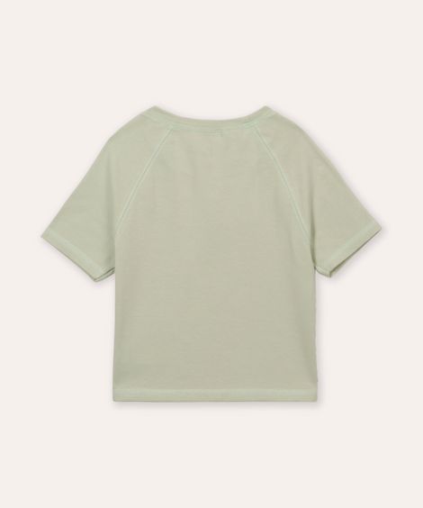 cropped de algodão juvenil manga raglan verde