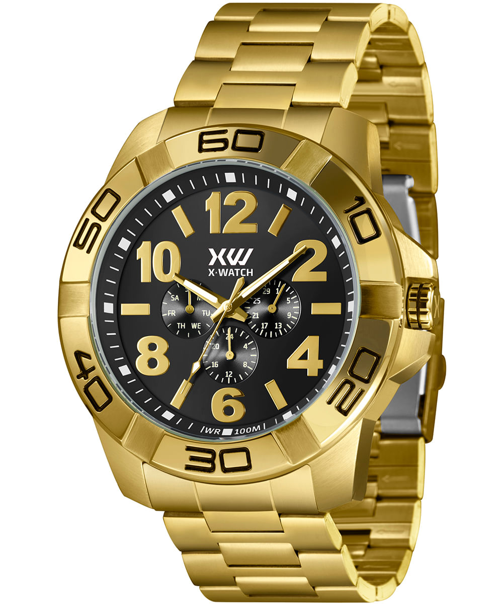 relógio x-games xmgsm002 p2kx multifunção dourado