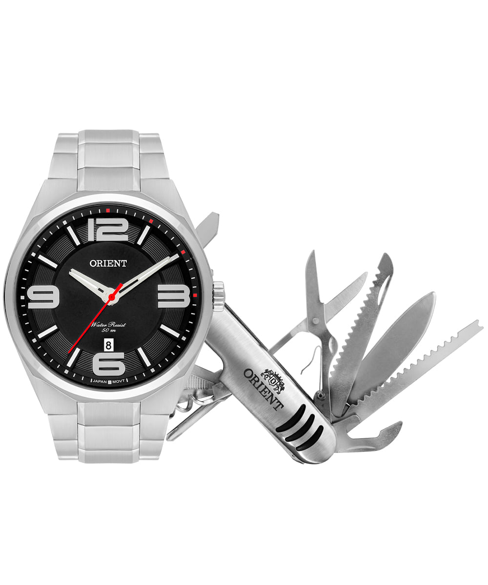 relógio orient mbss1326 ka2rp2sx analógico-calendário prateado