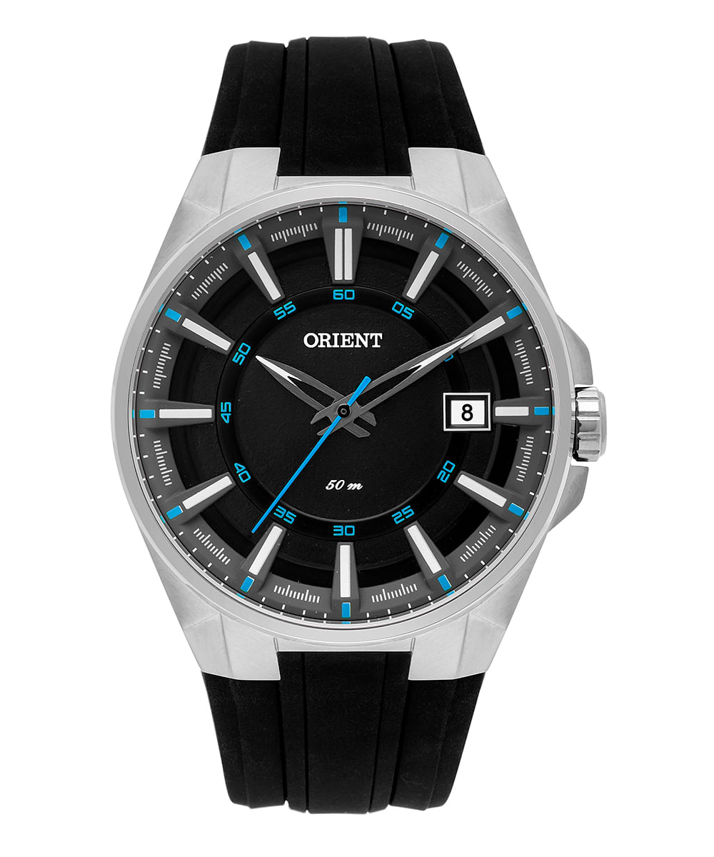 relógio orient mbsp1025 p1px analógico-calendário prateado