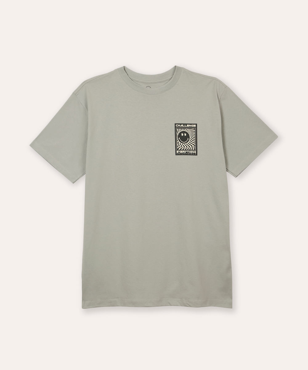 camiseta de algodão juvenil manga curta smileyworld azul