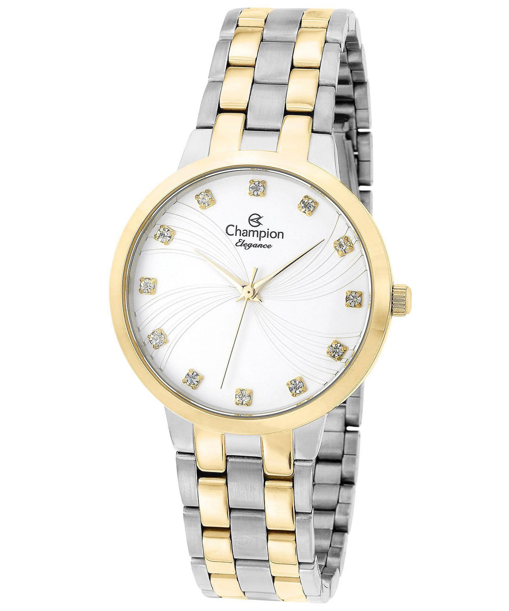 relógio champion cn24084b analógico dourado