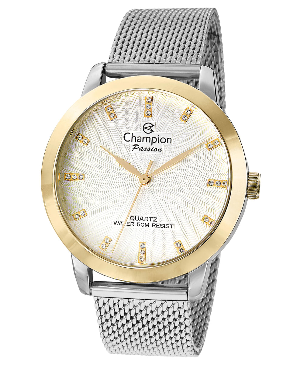 relógio champion cn29276g analógico dourado