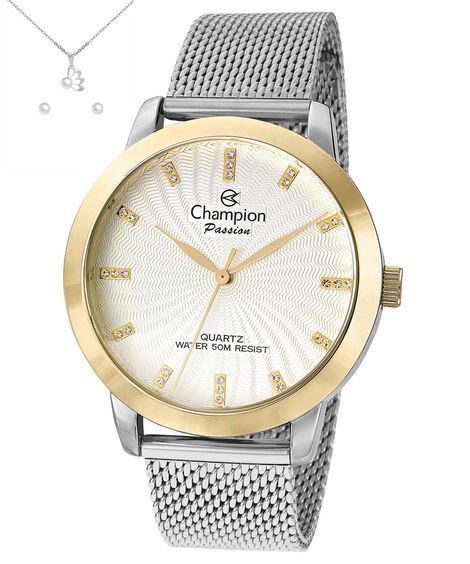 relógio champion cn29276g analógico dourado