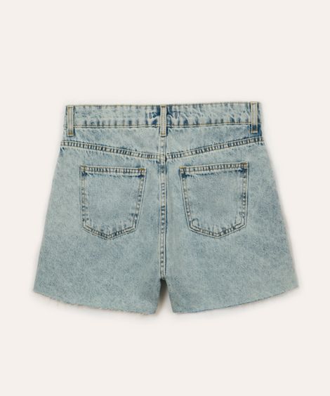 short mom jeans juvenil cintura alta azul