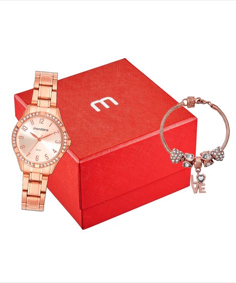 relógio mondaine 32772lpmvre2kf analógico rosê