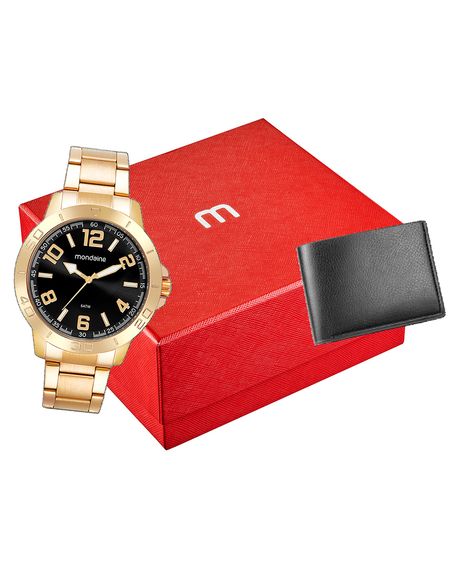 relógio mondaine 99696gpmvde2kb analógico dourado